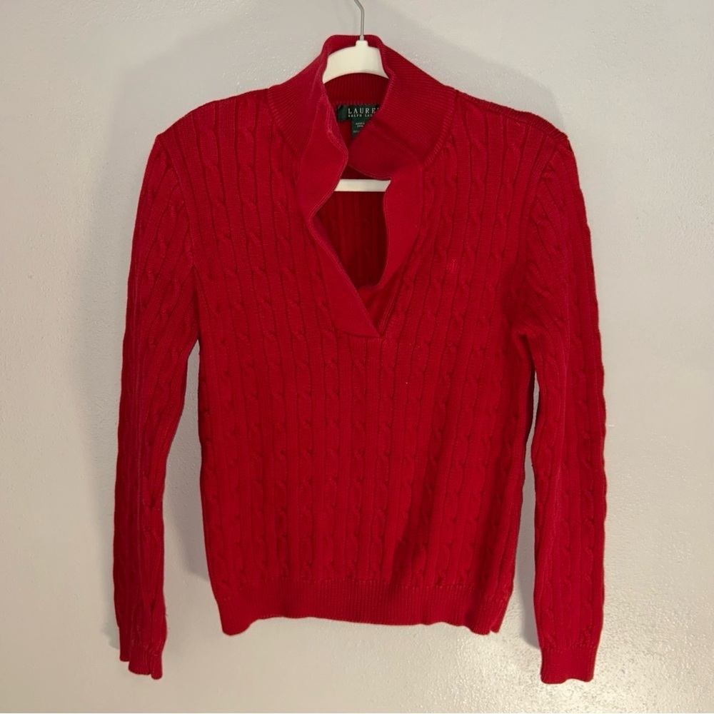 Ralph Lauren V-Neck Red cable knit b neck Sweater